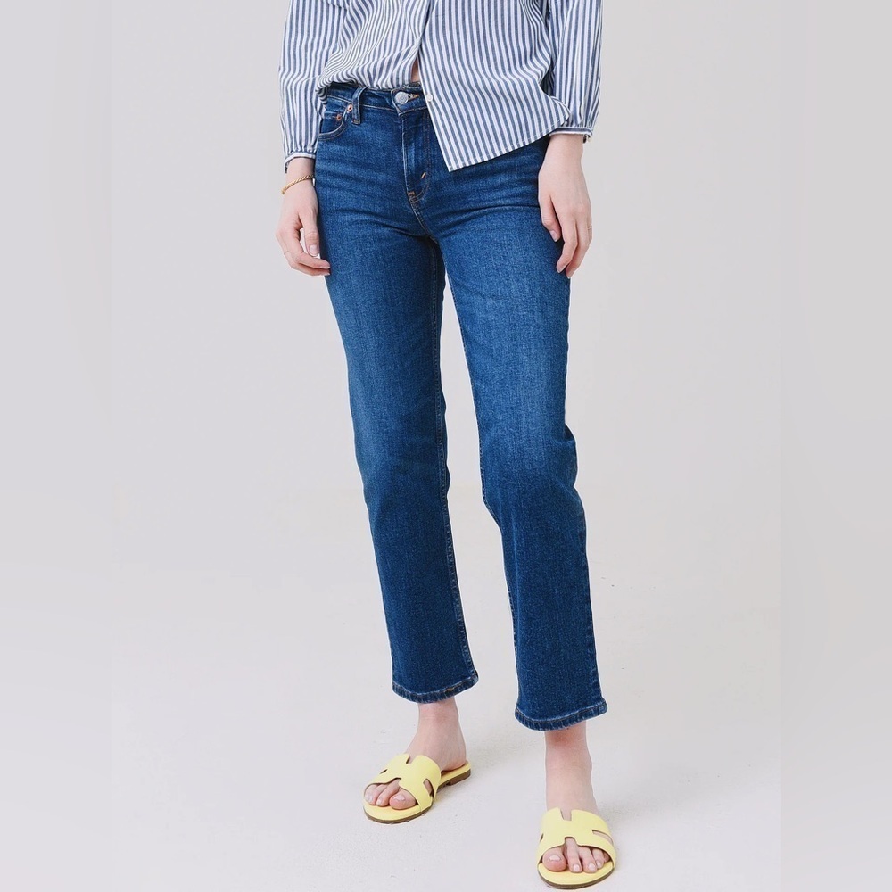 RE/DONE 70s Mid Rise Stove Pipe Jeans Royal Fade Casual Denim Women’s 28